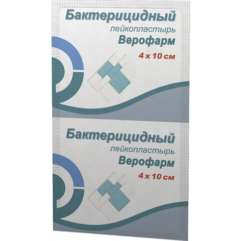 Лейкопластырь бактерицидный ВЕРОФАРМ, полоска 4х10 см, тканевая основа, 20024092