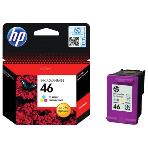 Картридж струйный HP (CZ638AE) DeskJet Ink Advantage 2020hc/2520hc №46, цветной, оригинальный, ресурс 750 стр.