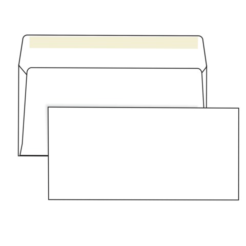 Конверты Е65 (110х220 мм), клей, 80 г/м2, КОМПЛЕКТ 1000 шт.