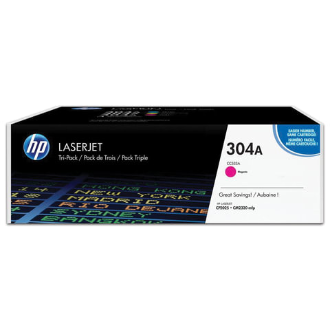 Картридж лазерный HP (CC533A) ColorLaserJet CP2025/CM2320, №304A, пурпурный, оригинальный, ресурс 2800 страниц