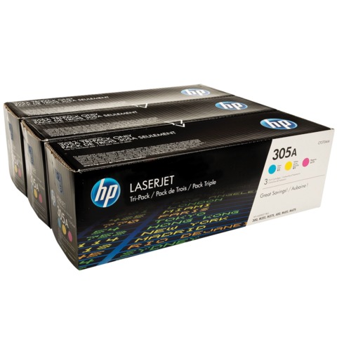 Картридж лазерный HP (CF370AM) LaserJet Pro 300 M375/M475, №305A, оригинальный, КОМПЛЕКТ 3 цвета по 2600 страниц