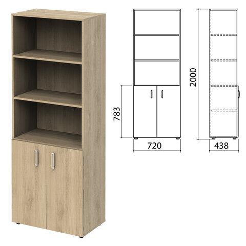 Шкаф полузакрытый "Приоритет" 720х438х2000 мм, 4 полки, кронберг (КОМПЛЕКТ)