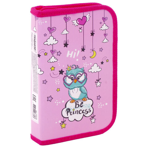 Пенал ПИФАГОР, 1 отделение, ламинированный картон, 19х11 см, "OWL PRINCESS", 229150