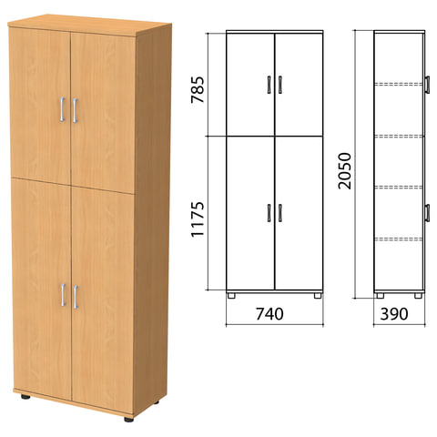 Шкаф закрытый "Монолит", 740х390х2050 мм, цвет бук бавария (КОМПЛЕКТ)