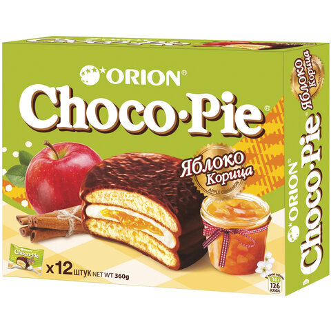 Печенье ORION "Choco Pie Apple-Cinnamon" яблоко корица 360 г (12 штук х 30 г), О0000012846