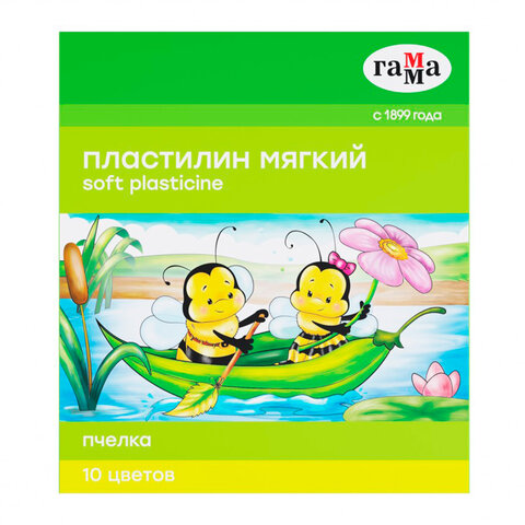Пластилин восковой ГАММА "Пчелка", 10 цветов, 150 г, со стеком, картонная упаковка, европодвес, 280031Н