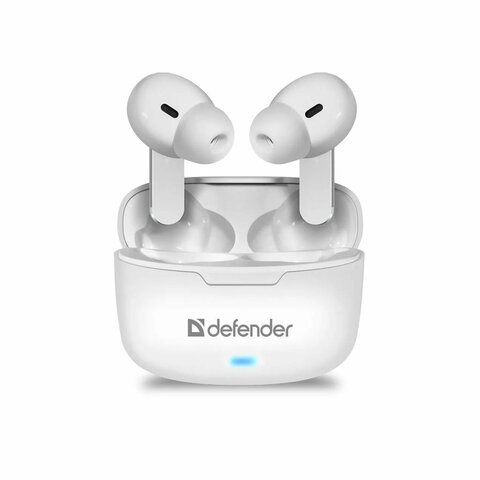 Наушники с микрофоном (гарнитура) DEFENDER TWINS 903, Bluetooth, беспроводные, белые, 63903