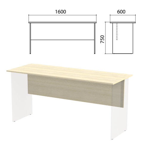 Столешница, царга стола письменного "Канц" 1600х600х750 мм, цвет дуб молочный, СК20.15.1