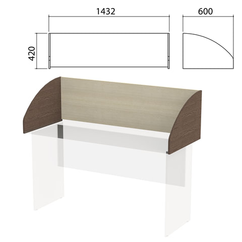 Экран-перегородка "Канц" 1432х600х420 мм, цвет дуб молочный/венге (КОМПЛЕКТ)