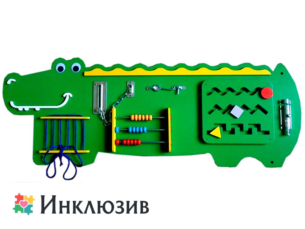 Бизиборд в виде зеленого крокодильчика №1